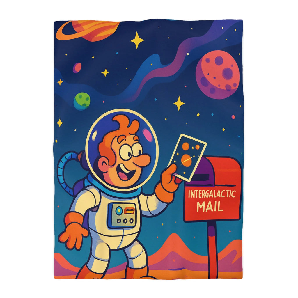 Housse de Couette Espace Fantaisie avec Astronaute Coloré et Planètes Illustrées