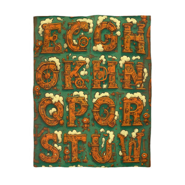Alphabet Steampunk avec Nuages Évaporants - Design Créatif pour Housse de Couette Originale
