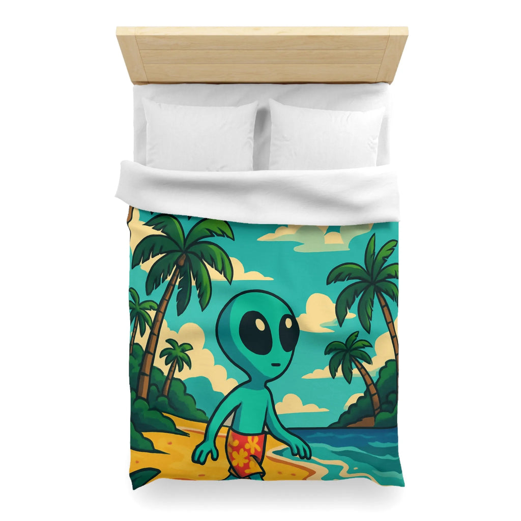 Housse de Couette Enfant Alien Plage Tropicale Planète Saturée Rêveur Ciel Imagination