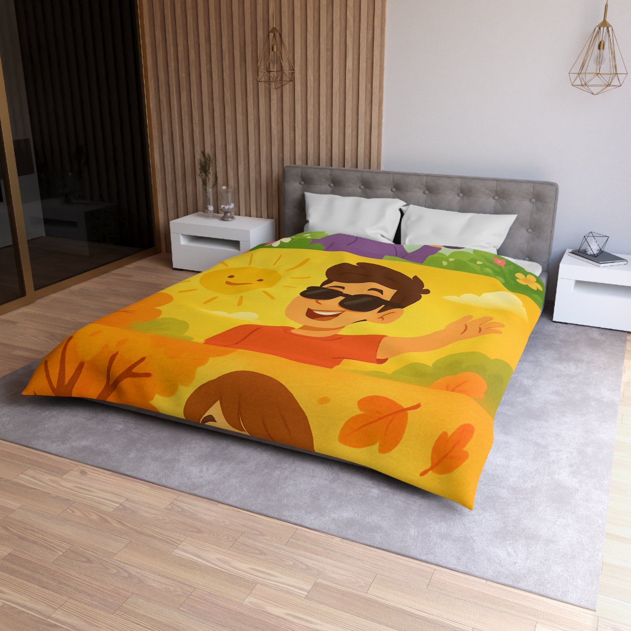 Housse de Couette Microfibre Design Artistique Moderne Décoration Chambre Confort Premium