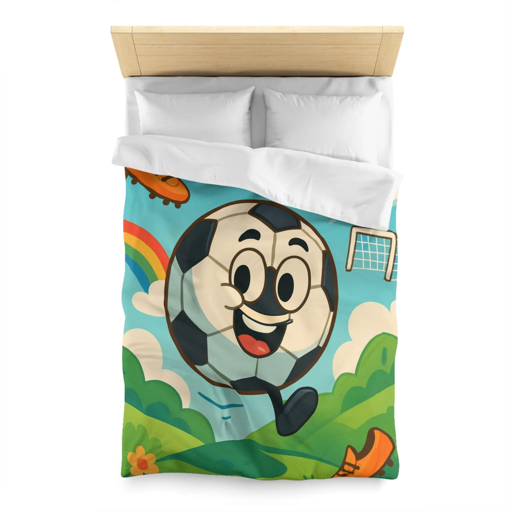 Housse de Couette Enfant Joyeuse avec Ballon de Foot et Arc-en-ciel Coloré
