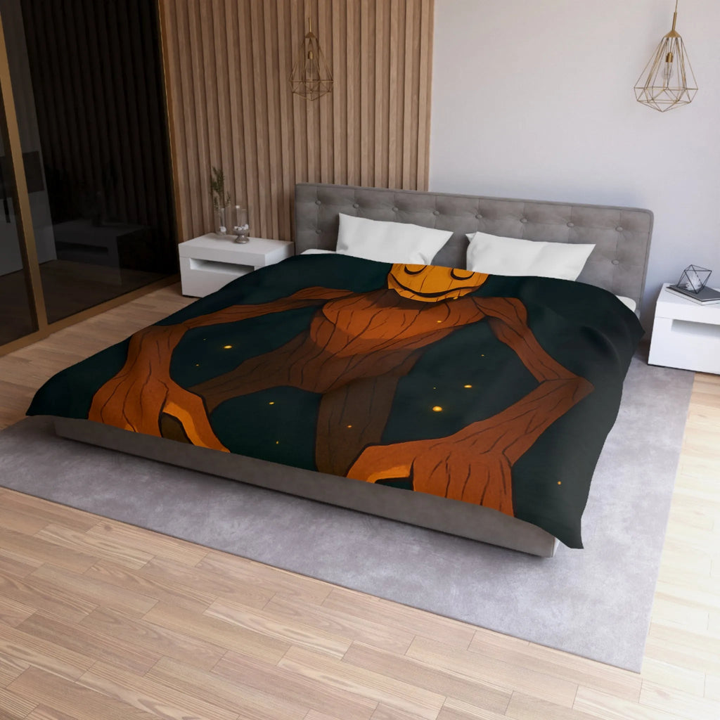 Chambre imaginative avec housse de couette créature mystique enchantée dans forêt lumineuse