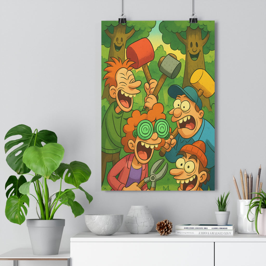 Poster décoratif cartoon humoristique forêt multicolore ludique aventure chambre enfant salon bureau décoration qualité