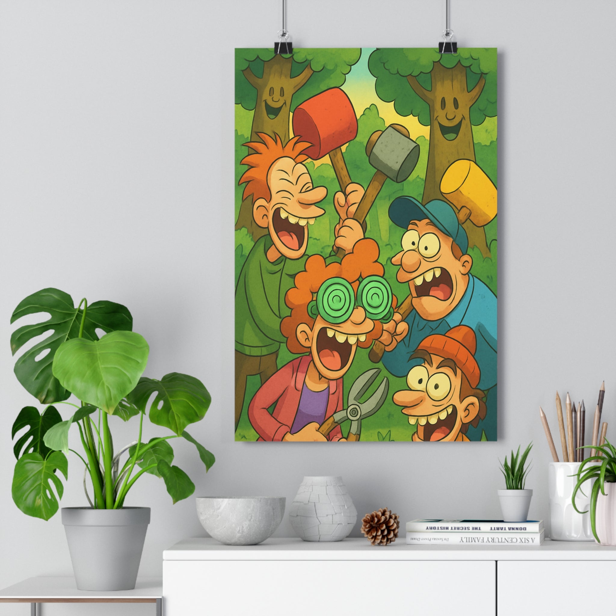 Poster décoratif cartoon humoristique forêt multicolore ludique aventure chambre enfant salon bureau décoration qualité