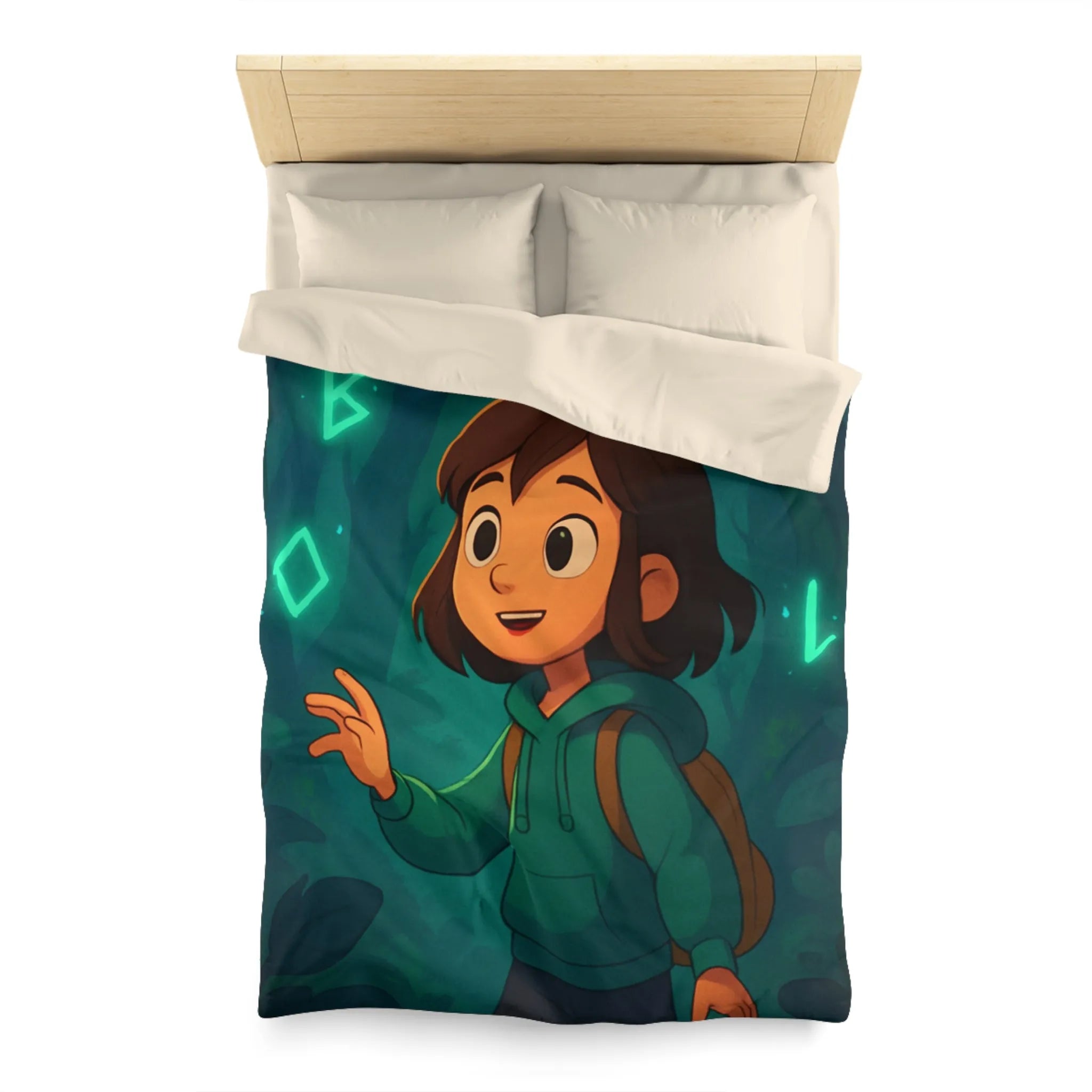 Housse de couette enfant avec motifs magiques et mystiques en forêt enchantée sombre