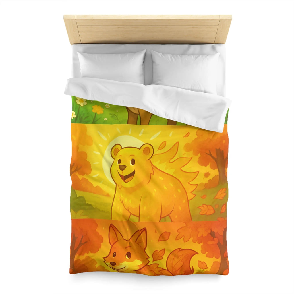 Housse de couette enchantée avec cerf, ours et renard en couleurs vives saisonnières