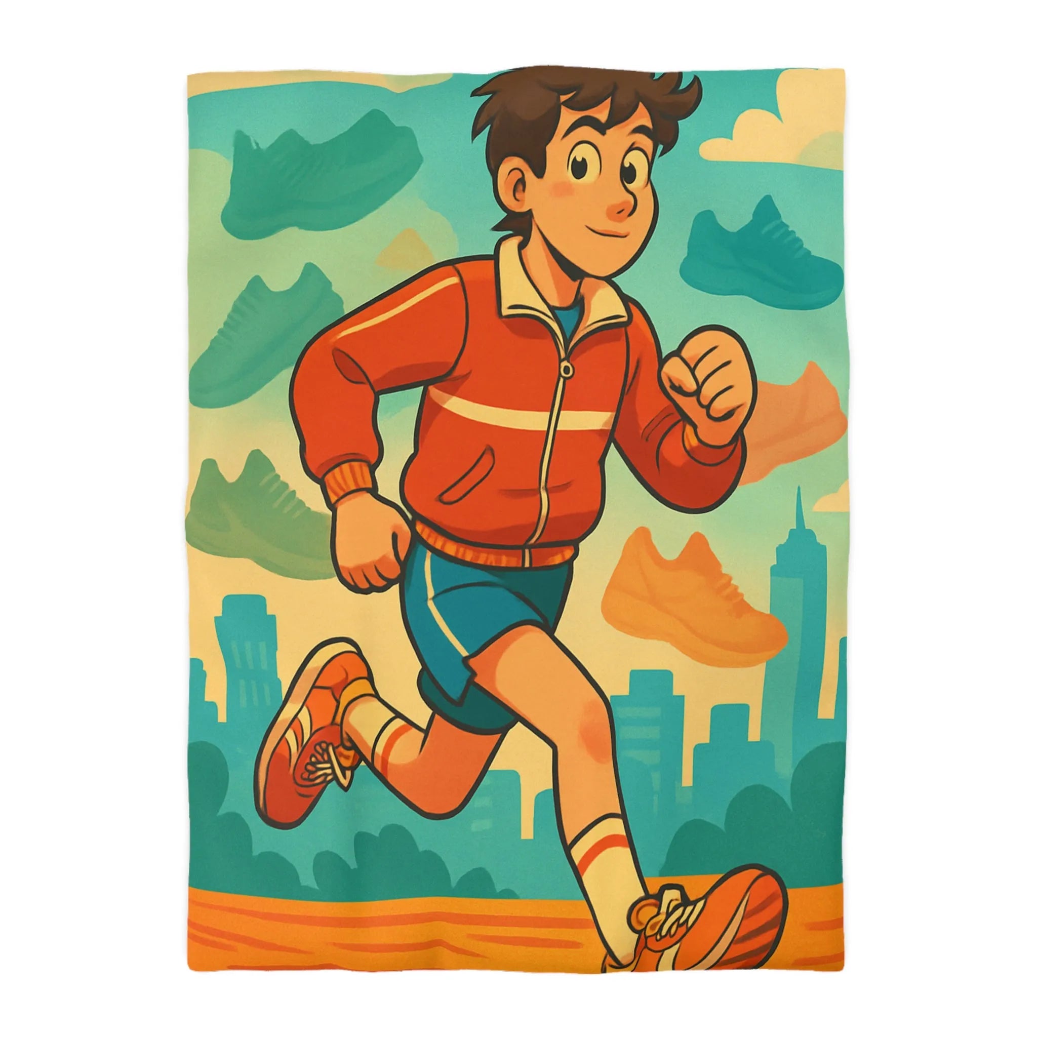 Housse de couette dynamique pour enfant avec athlète et nuancé de chaussures colorées