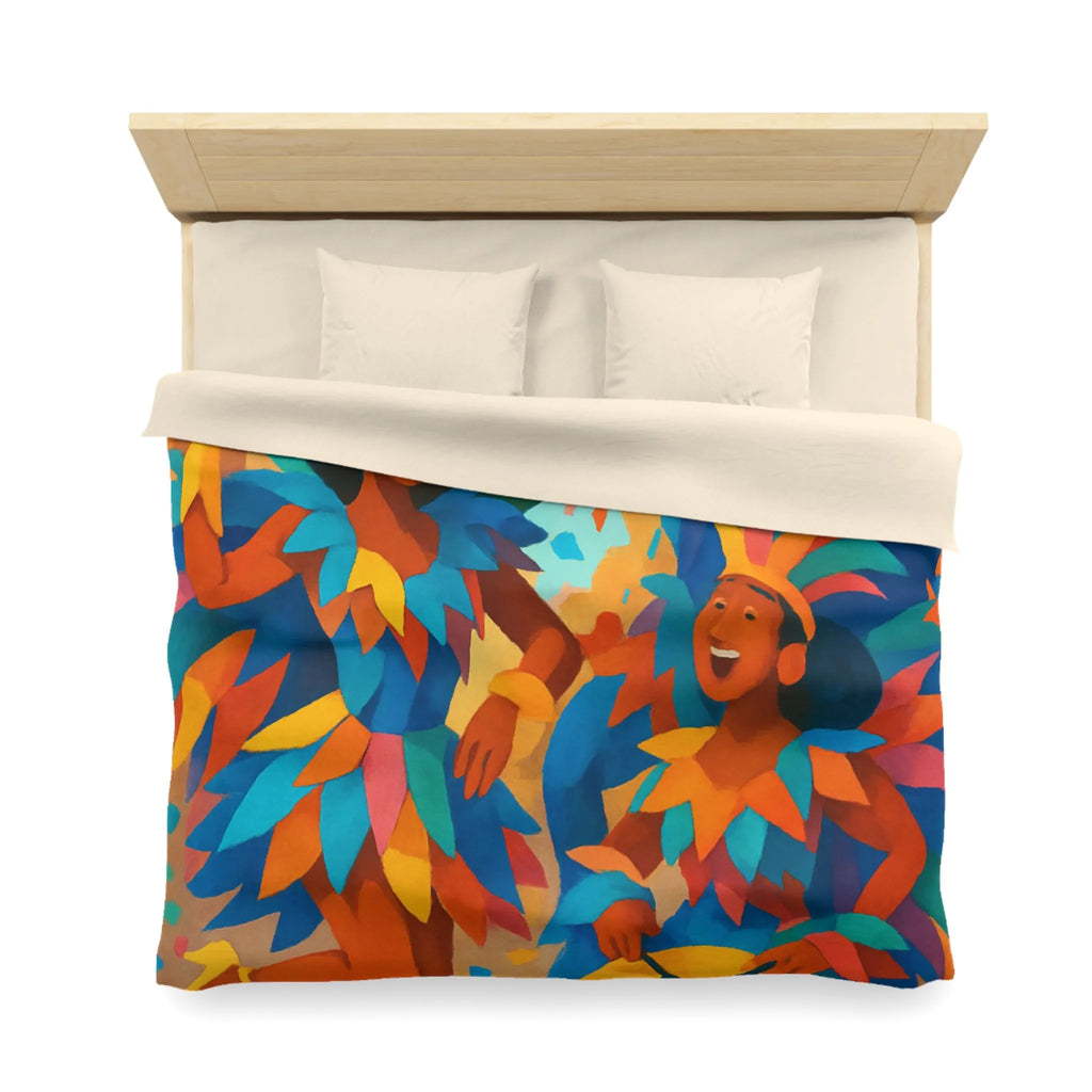 Housse de couette carnaval vibrante avec danseurs multicolores et ambiance festive éclatante