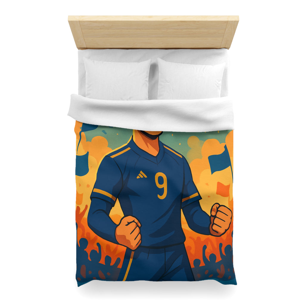 Housse de couette sportive avec joueur de football, feux d'artifice et ambiance festive