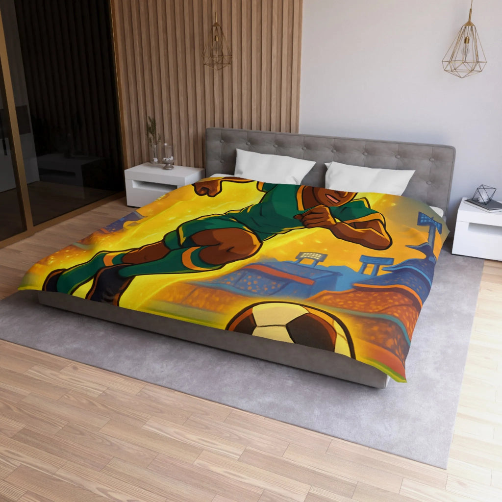 Housse de Couette Inspirée Footballeur Dessin Animé Dynamique pour Chambre de Supporter Passionné