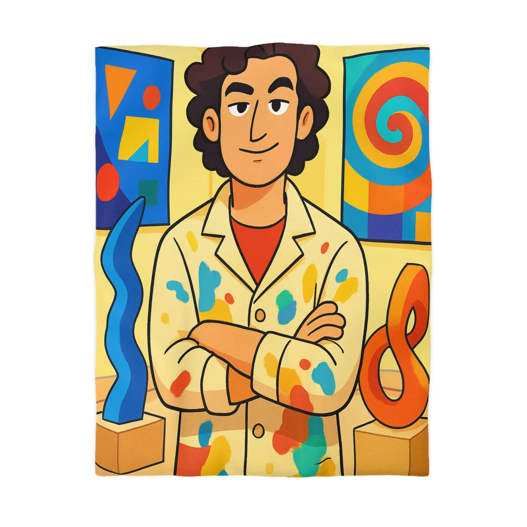 Housse de couette aux motifs abstraits de formes géométriques et couleurs vives joyeuses