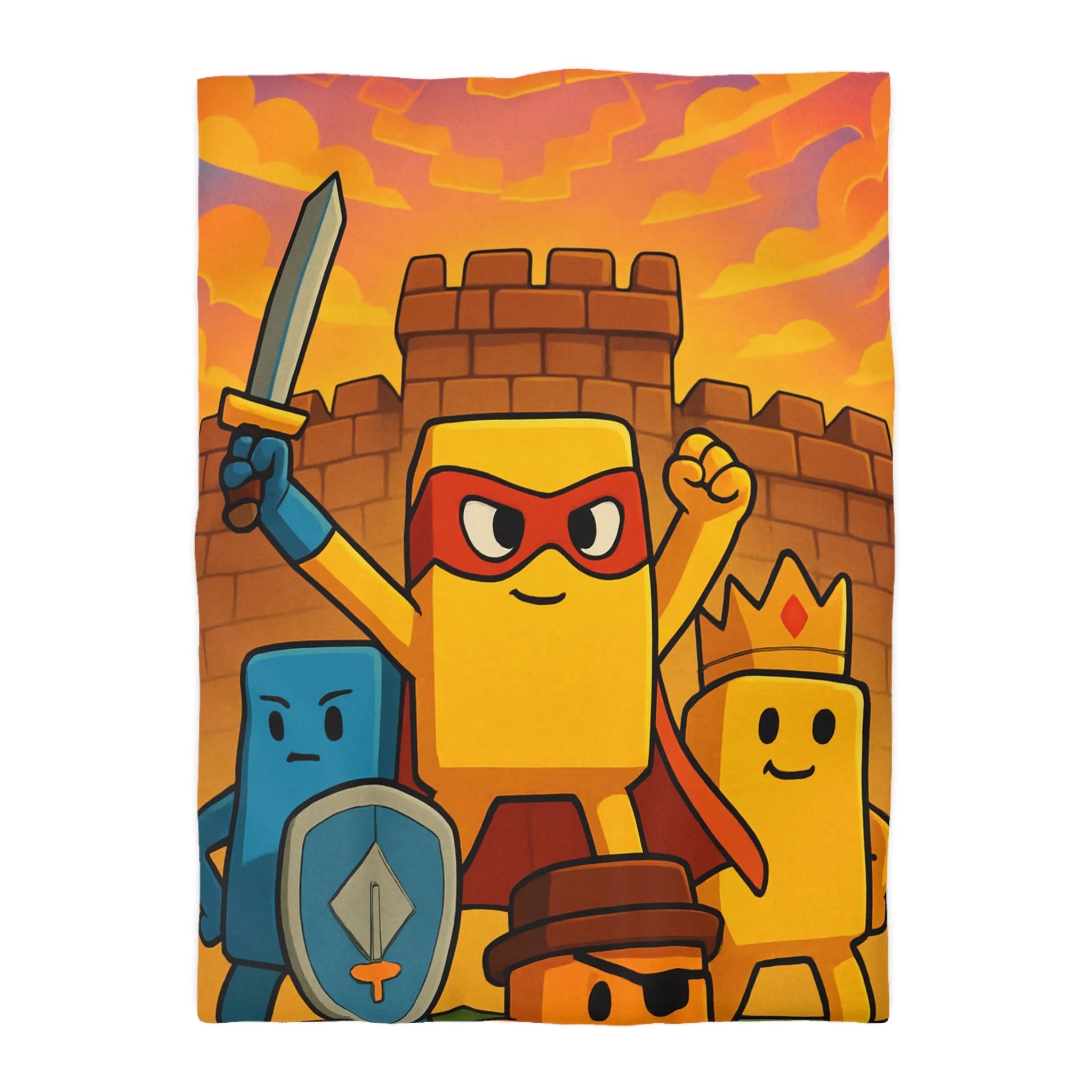 Housse de couette colorée avec personnages géométriques stylisés pour chambre d'enfant