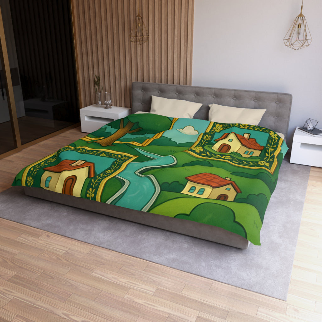 Housse de Couette Microfibre Design Artistique Moderne Décoration Chambre Confort Premium