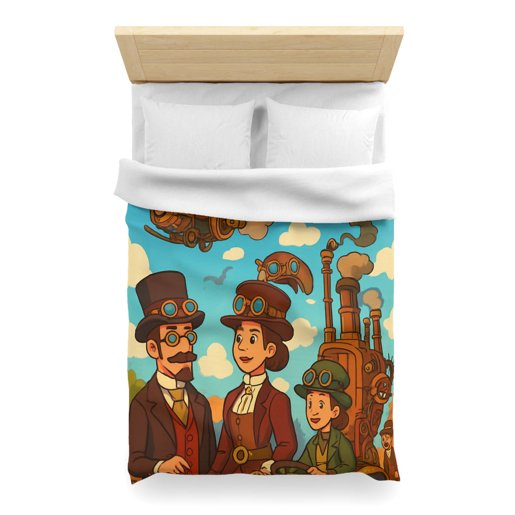 Housse de couette style rétro avec motifs steampunk et engins volants artistiques