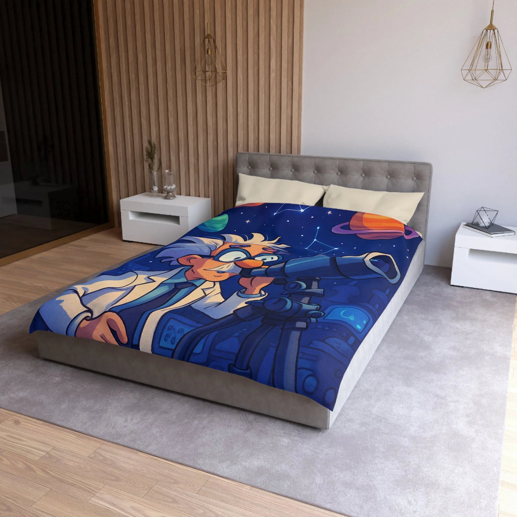 Housse de Couette Enseignant Passionné Astronomie Télescope Étoiles Planètes Enfants Chambre Décorative