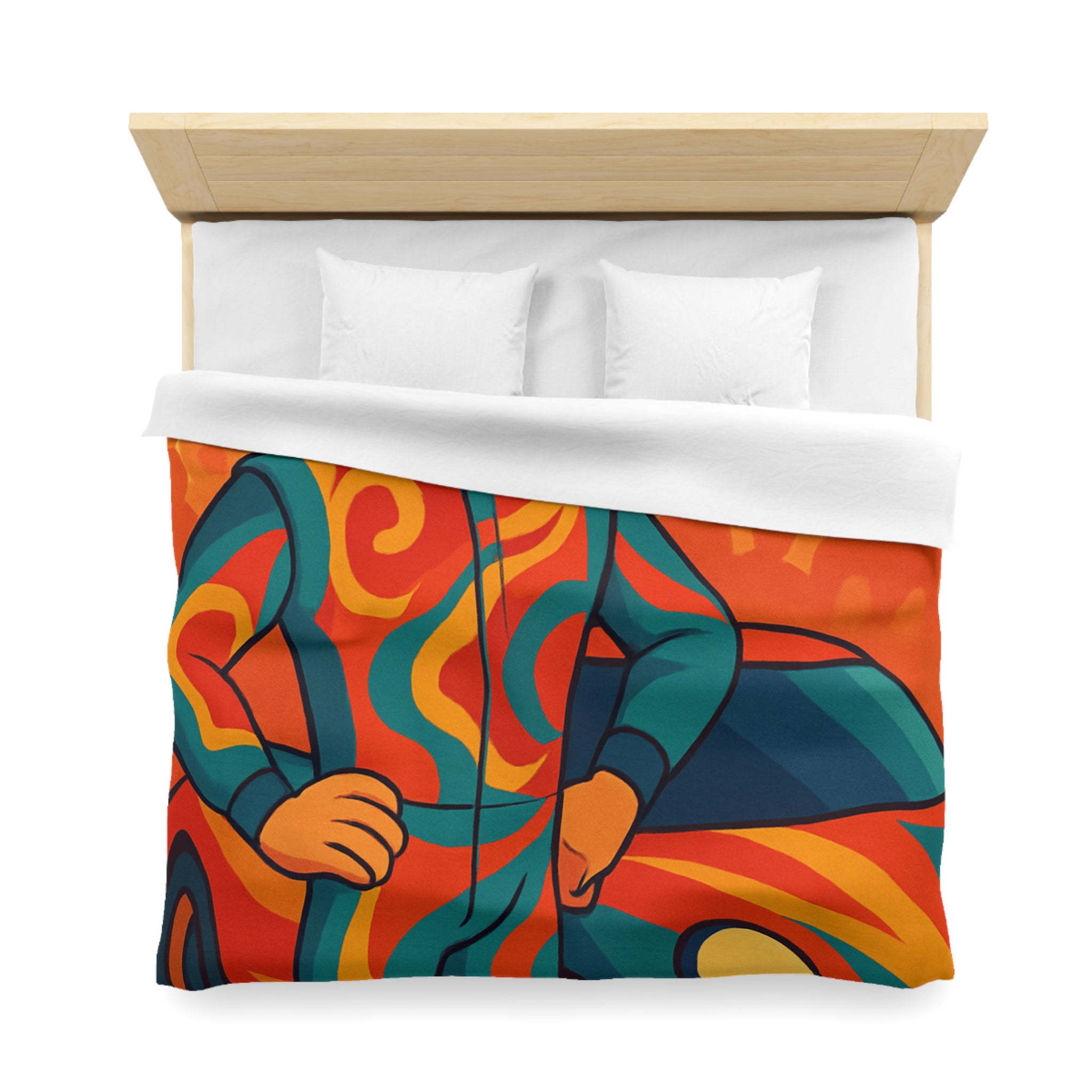 Housse de Couette Microfibre Illustration Unique Design Moderne Décoration Intérieure Raffinée