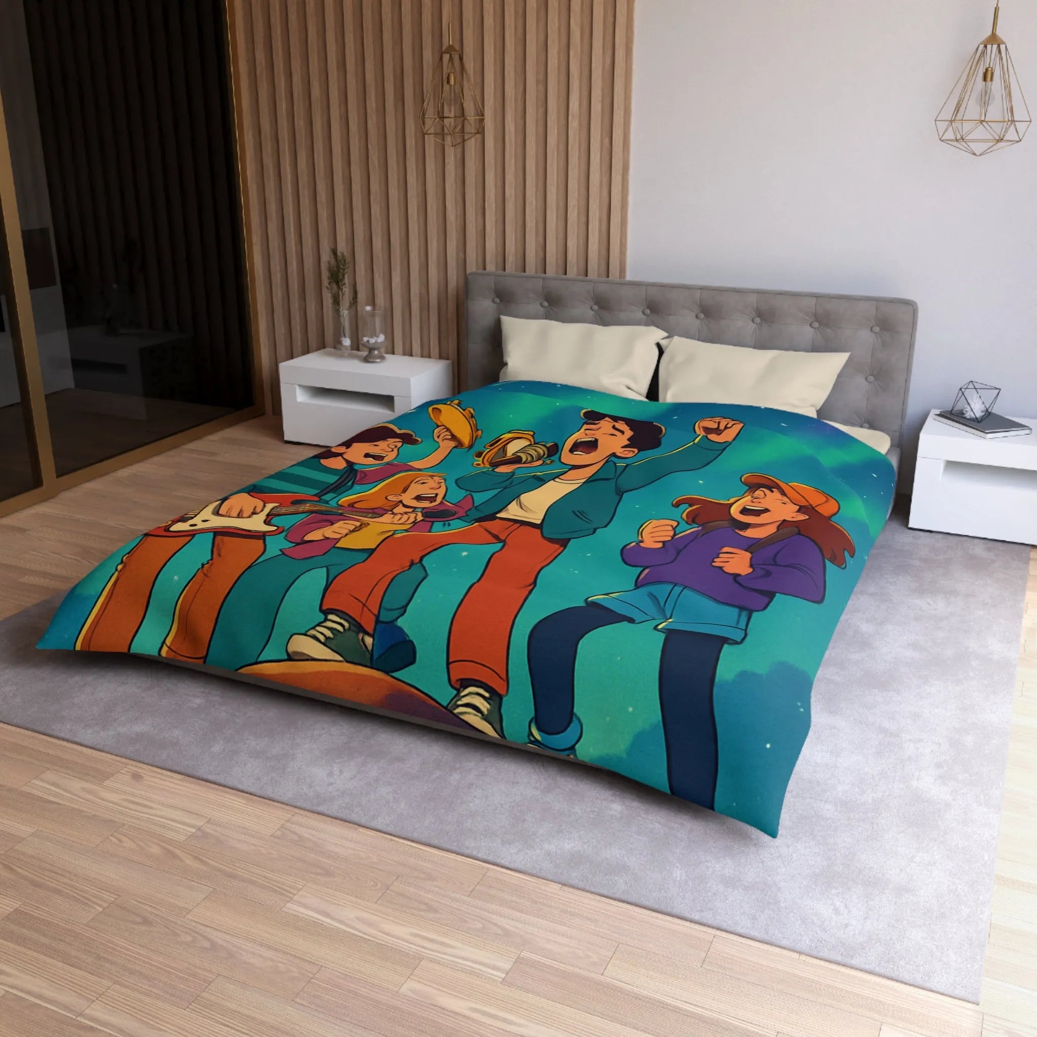 Housse de Couette Microfibre Art Graphique Contemporain Style Décoratif Chambre Tendance