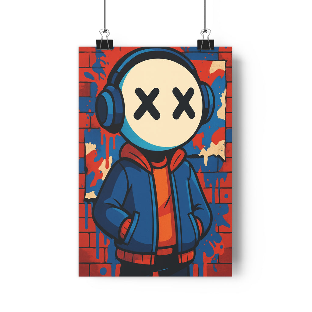 Poster décoratif urbain street art coloré rouge bleu moderne chambre salon unique tendance vibrant