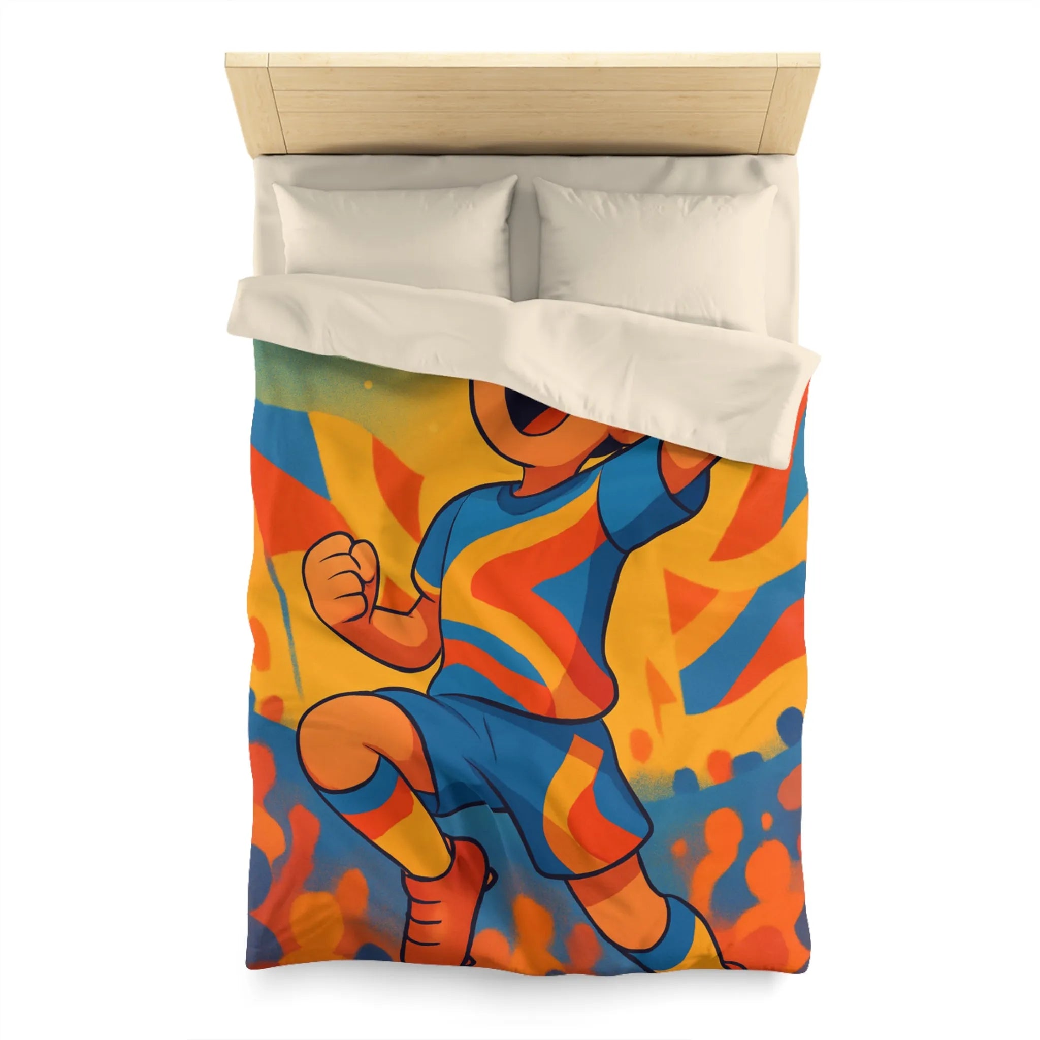 Housse de Couette Dynamique Enfant Football Motif Coloré Supporters Joie Match Gagnant