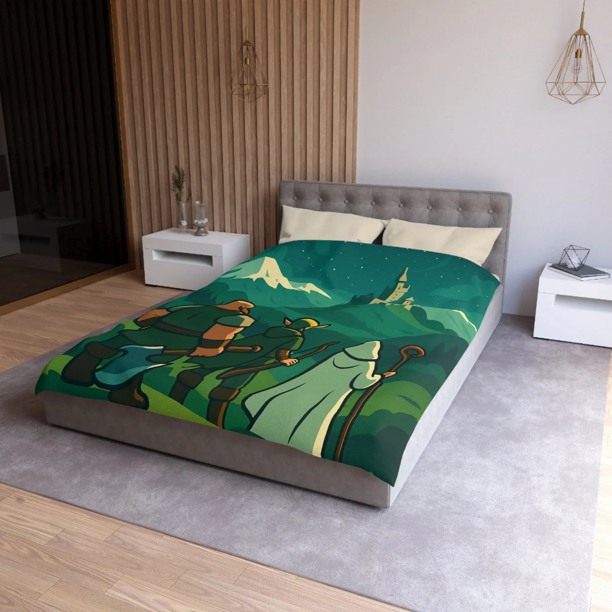 Housse de Couette Épique avec Chevaliers et Château pour Aventuriers Fantastiques Nocturnes