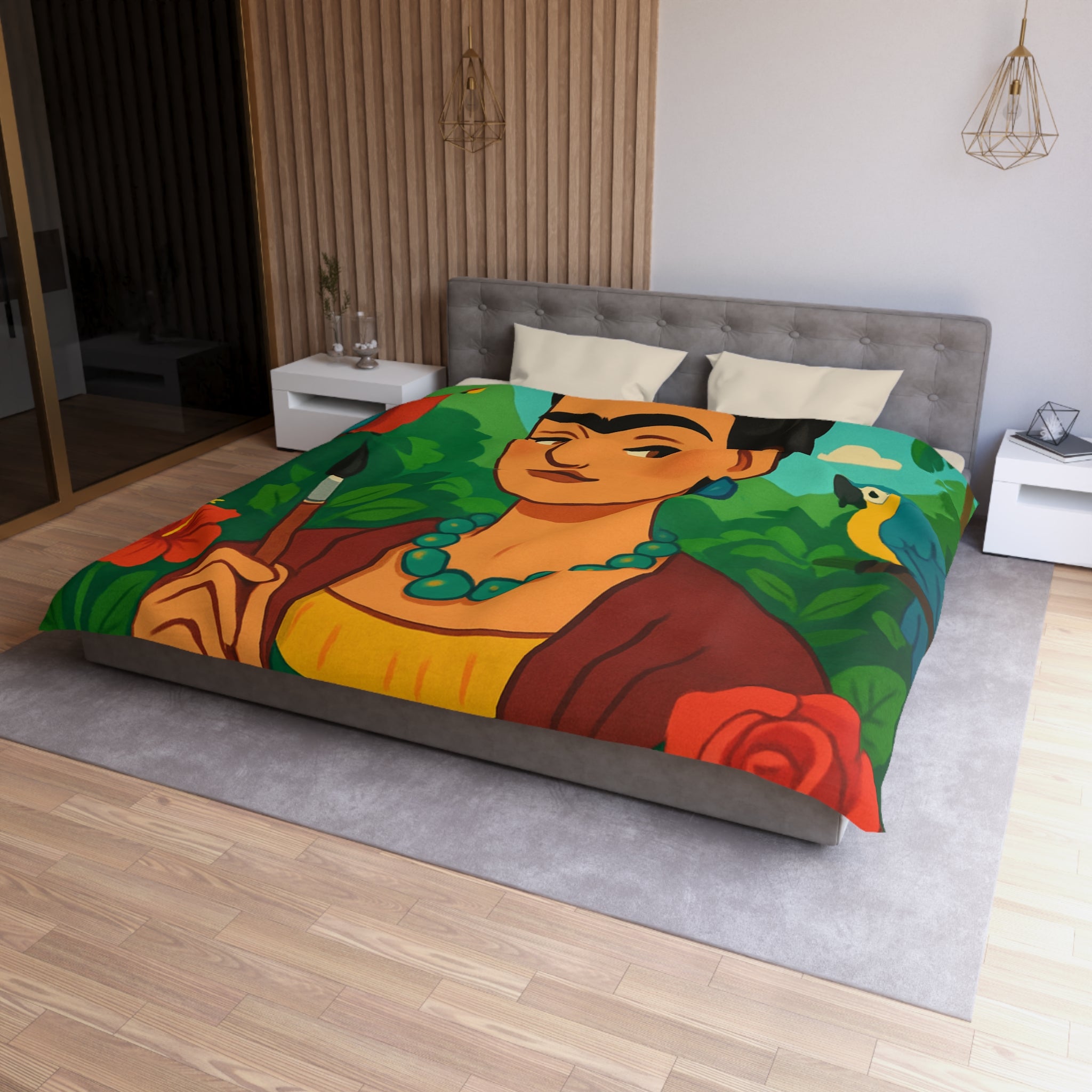 Housse de Couette Microfibre Motif Créatif Original Style Contemporain Chambre Élégante