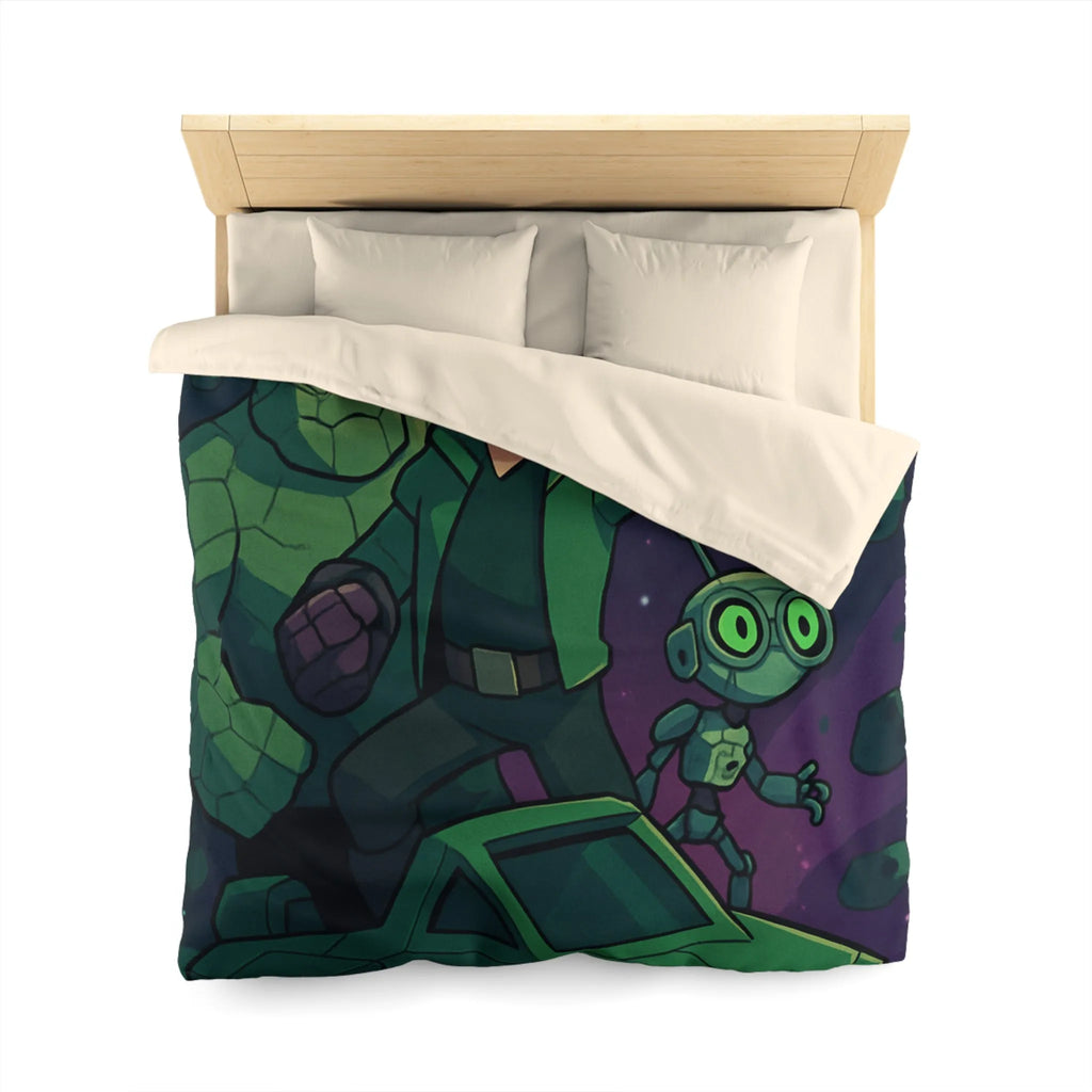 Housse de Couette Espace Aventure avec Robot et Héros sur Fond Galactique