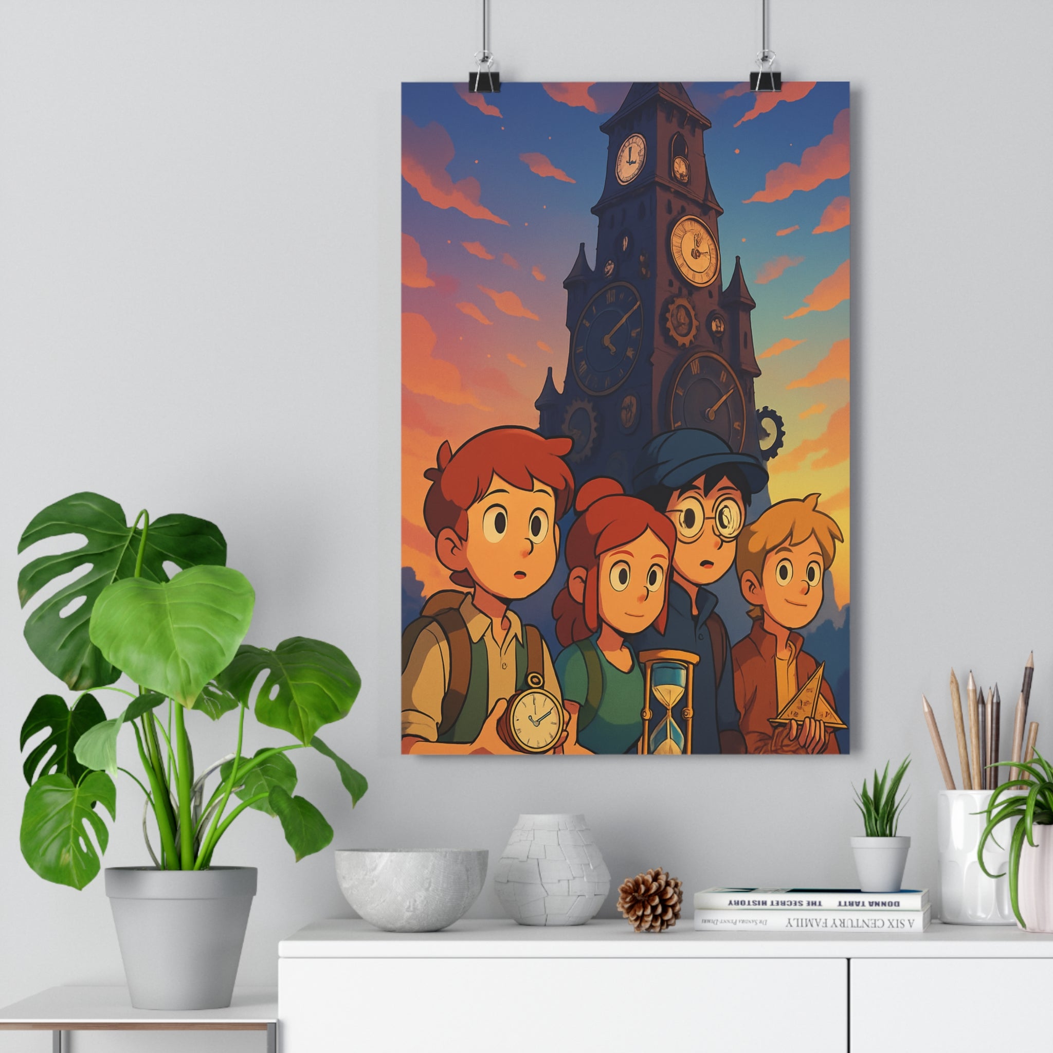 Poster décoratif fantastique steampunk orange bleu aventure dessin animé chambre bureau 30x46 unique qualité