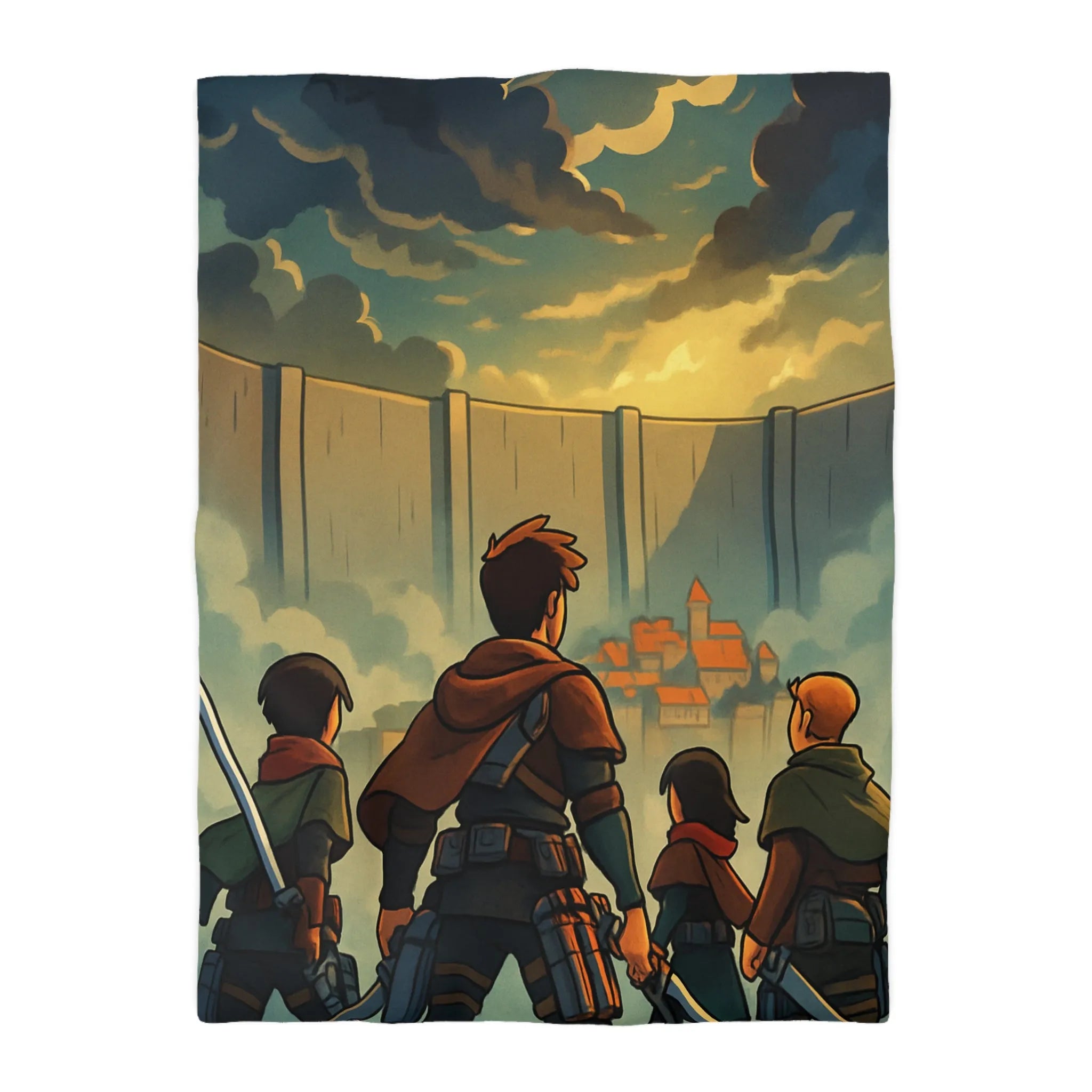 Épique housse de couette anime inspirée harmonie aventure dynamique murs personnages