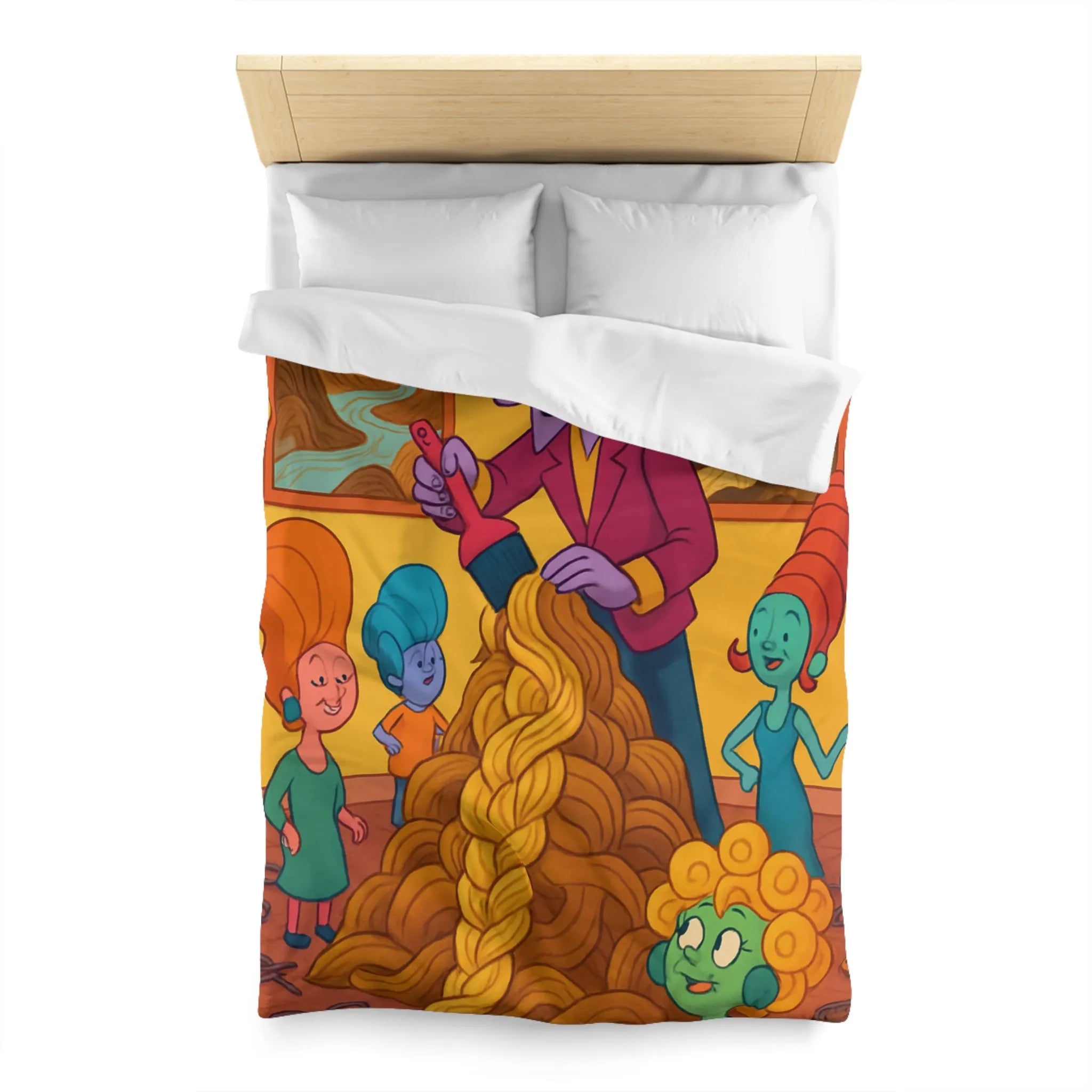 Housse de couette colorée avec personnages fantastiques et œuvres artistiques pour déco unique