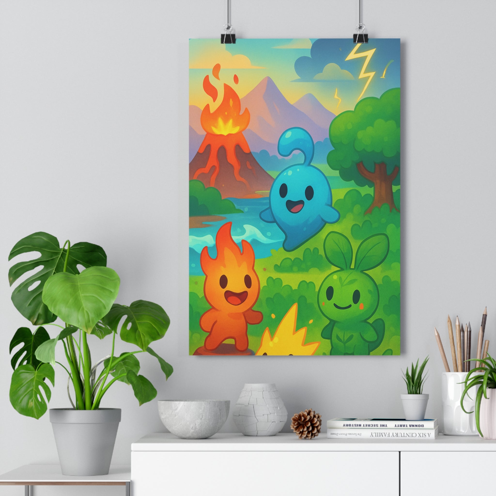 Poster décoratif créatif joyeux vibrant coloré enfant chambre salon moderne bleu rouge vert qualité