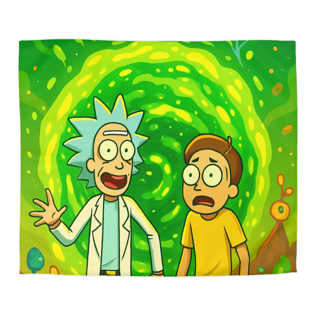 Housse de couette thème dimension aventure verte avec duo explorateur et planète lumineuse