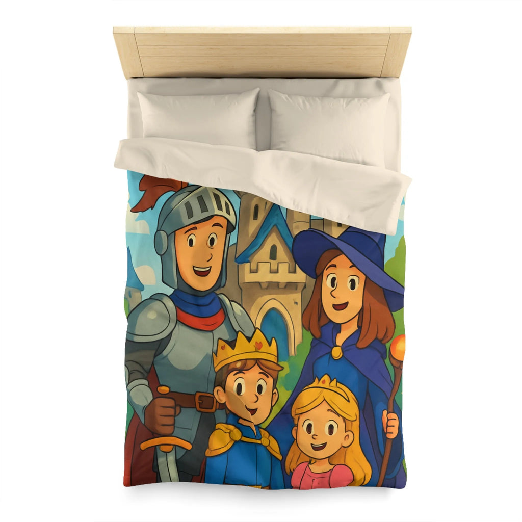 Housse de Couette Enchantée avec Chevalier, Princesse, Château, et Dragon pour Enfants