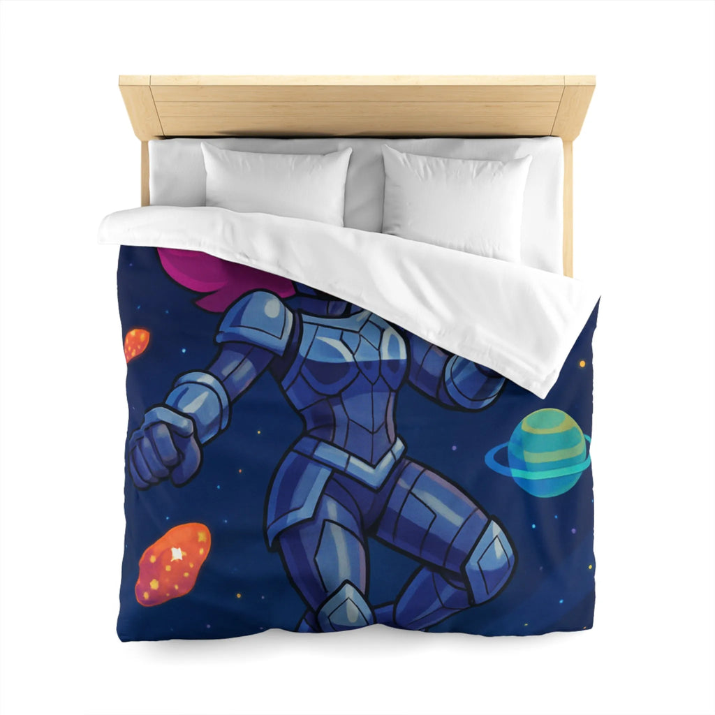 Housse de couette astronaute colorée avec planètes et étoiles thème aventure spatiale