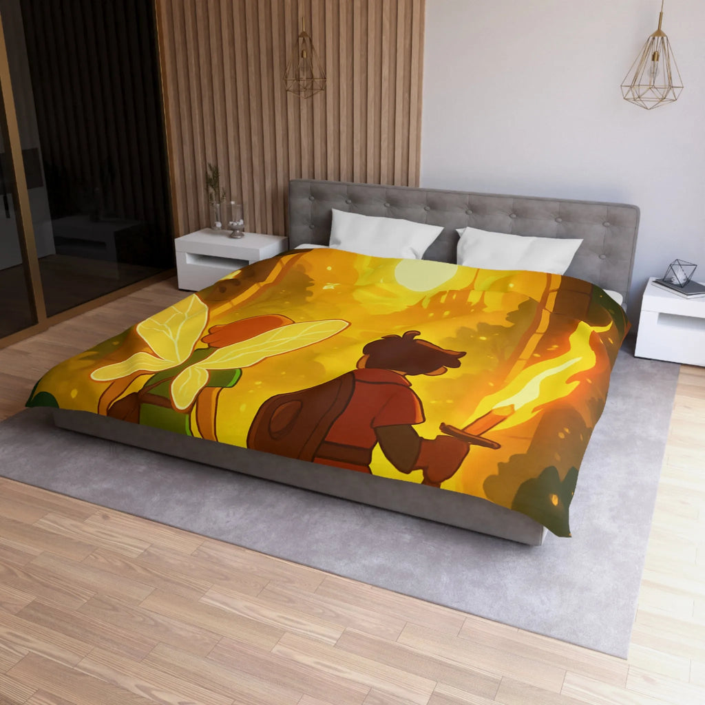 Housse de couette féerique avec fées et aventuriers dans une forêt enchantée magique