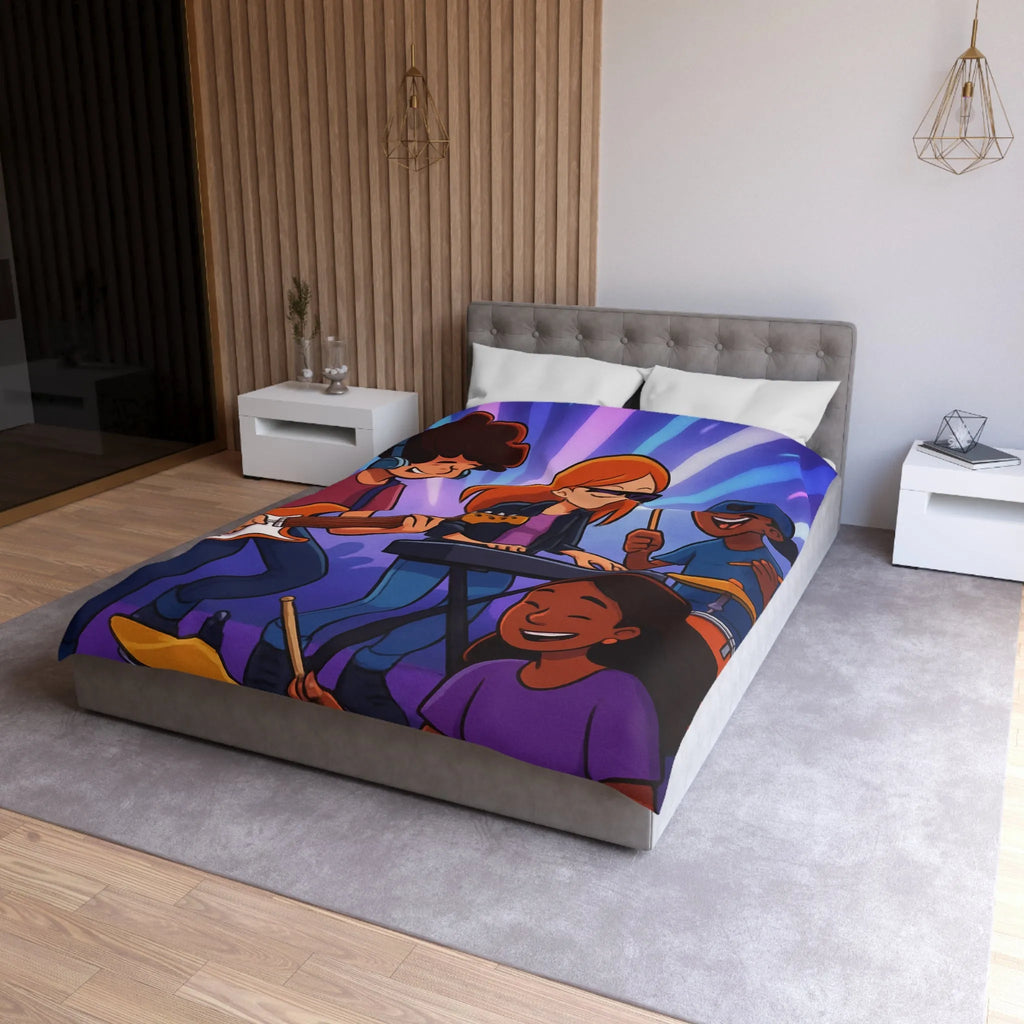 Ensemble musical animé pour housse de couette colorée et dynamique pour jeunes musiciens