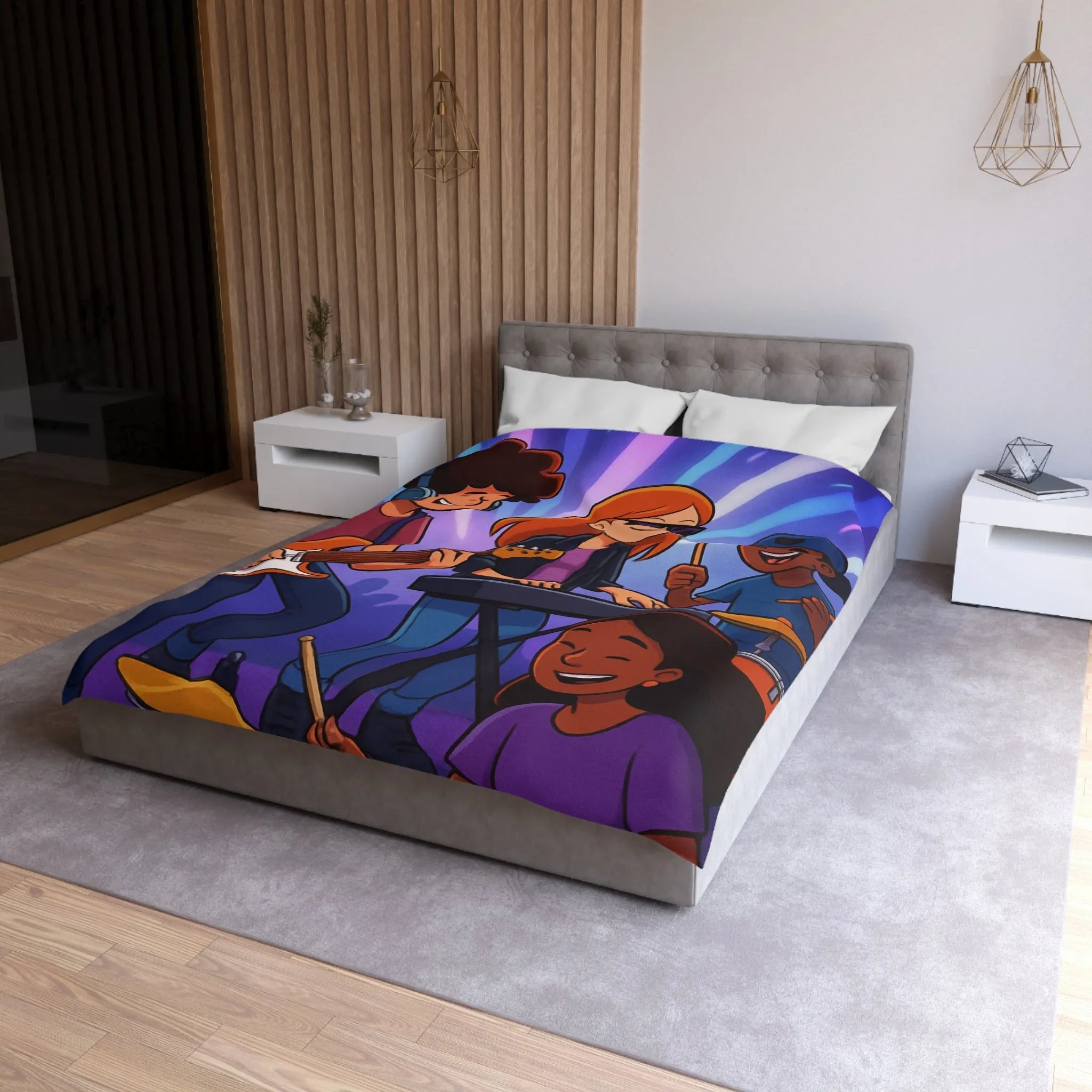 Ensemble musical animé pour housse de couette colorée et dynamique pour jeunes musiciens