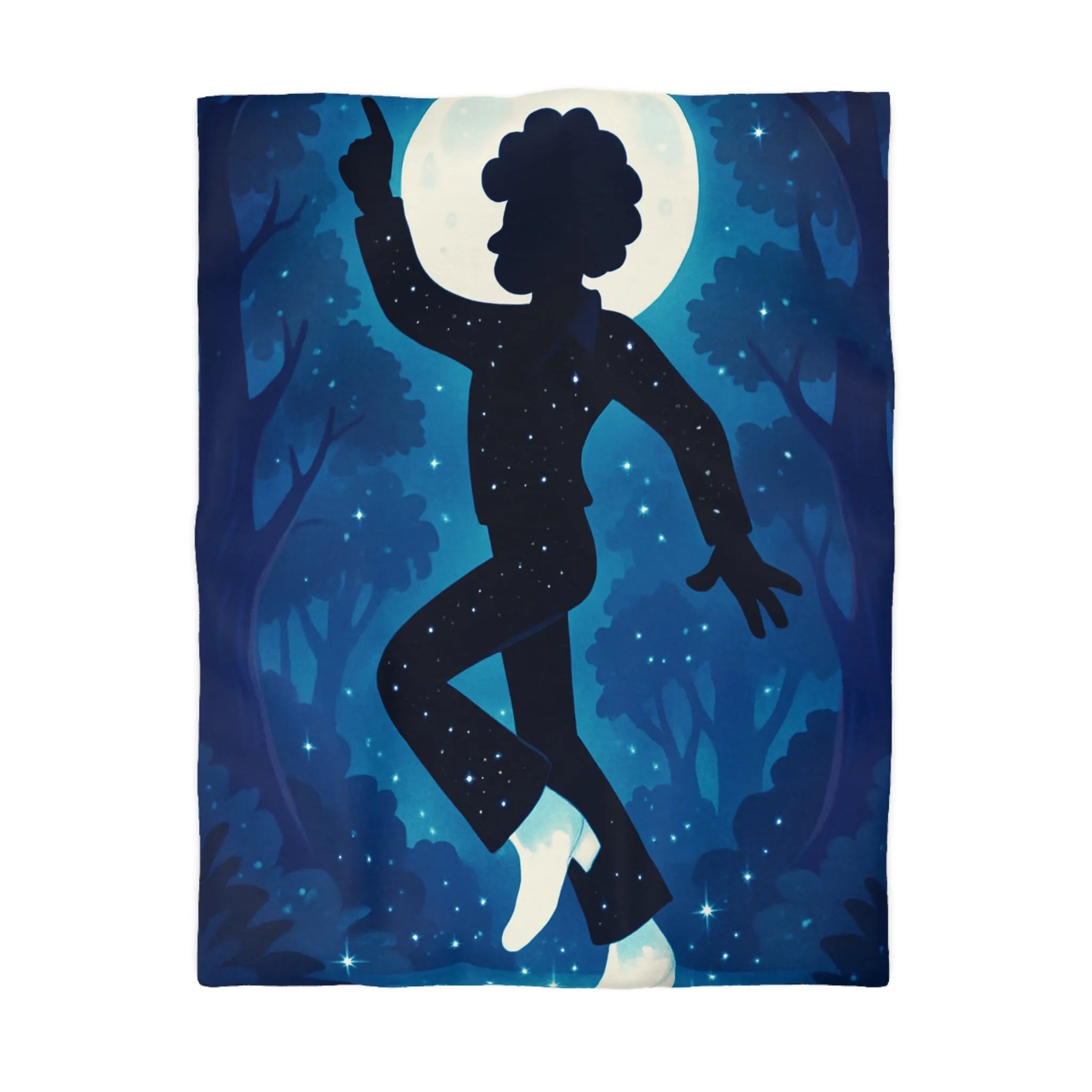 Housse de couette ambiance nocturne silhouette dansante avec pleine lune et étoiles