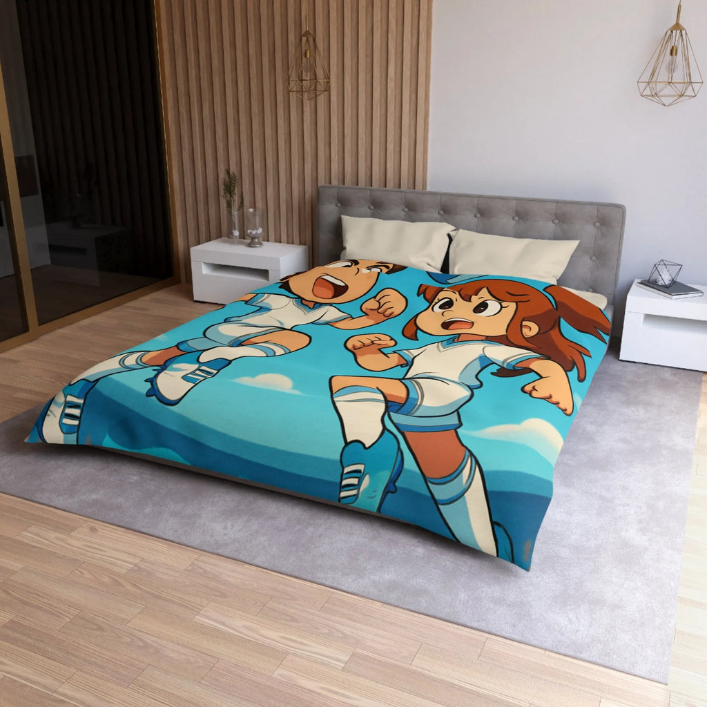 Housse de couette idéale pour jeunes fans de football avec personnages dynamiques