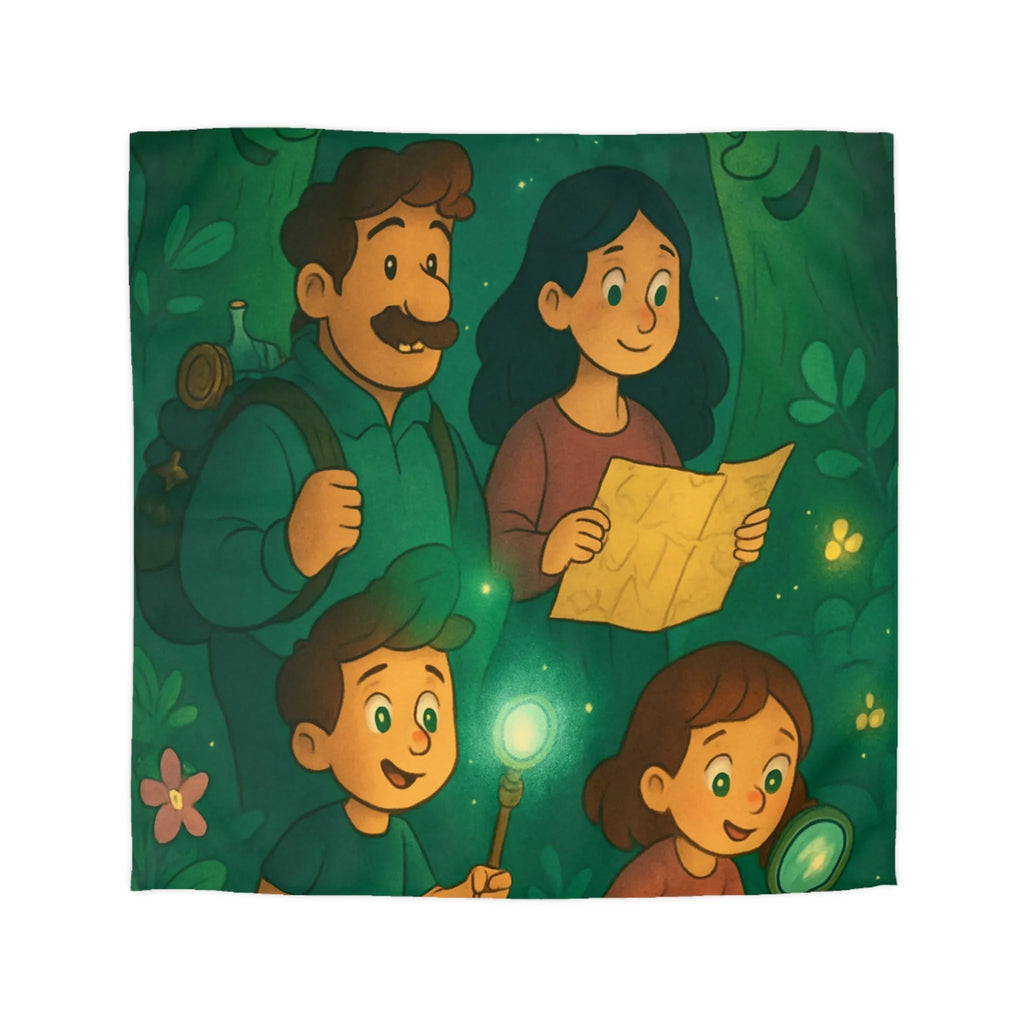 Enchantez-vous sous cette housse de couette d'aventure familiale lumineuse et mystique
