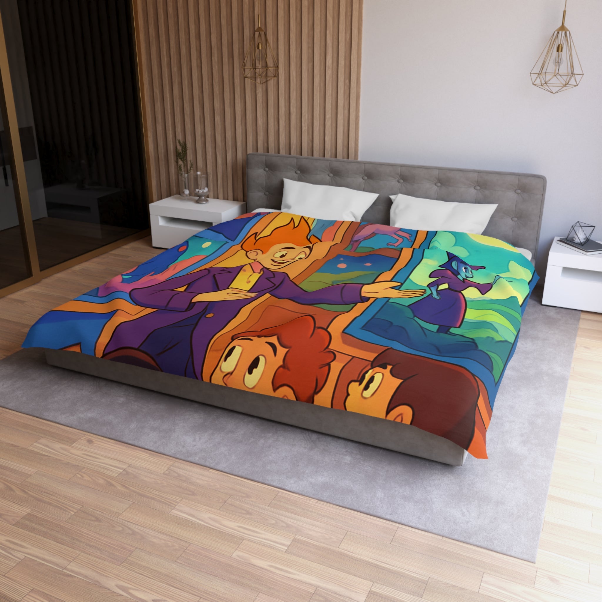 Housse de Couette Microfibre Motif Créatif Original Style Contemporain Chambre Élégante