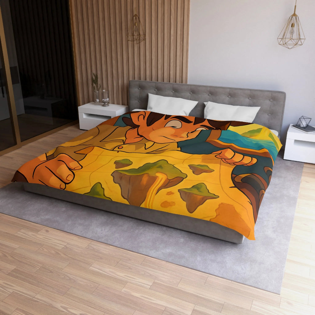 Housse de couette motif trésor aventure jungle carte montagne flotter chambre enfant