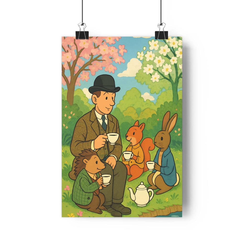 Poster décoratif vintage pastel aventure joyeux salon chambre nature artistique élégant animaux anthropomorphes accueil
