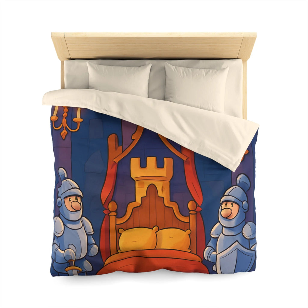 Housse de couette style médiéval avec chevaliers et lit à baldaquin animé