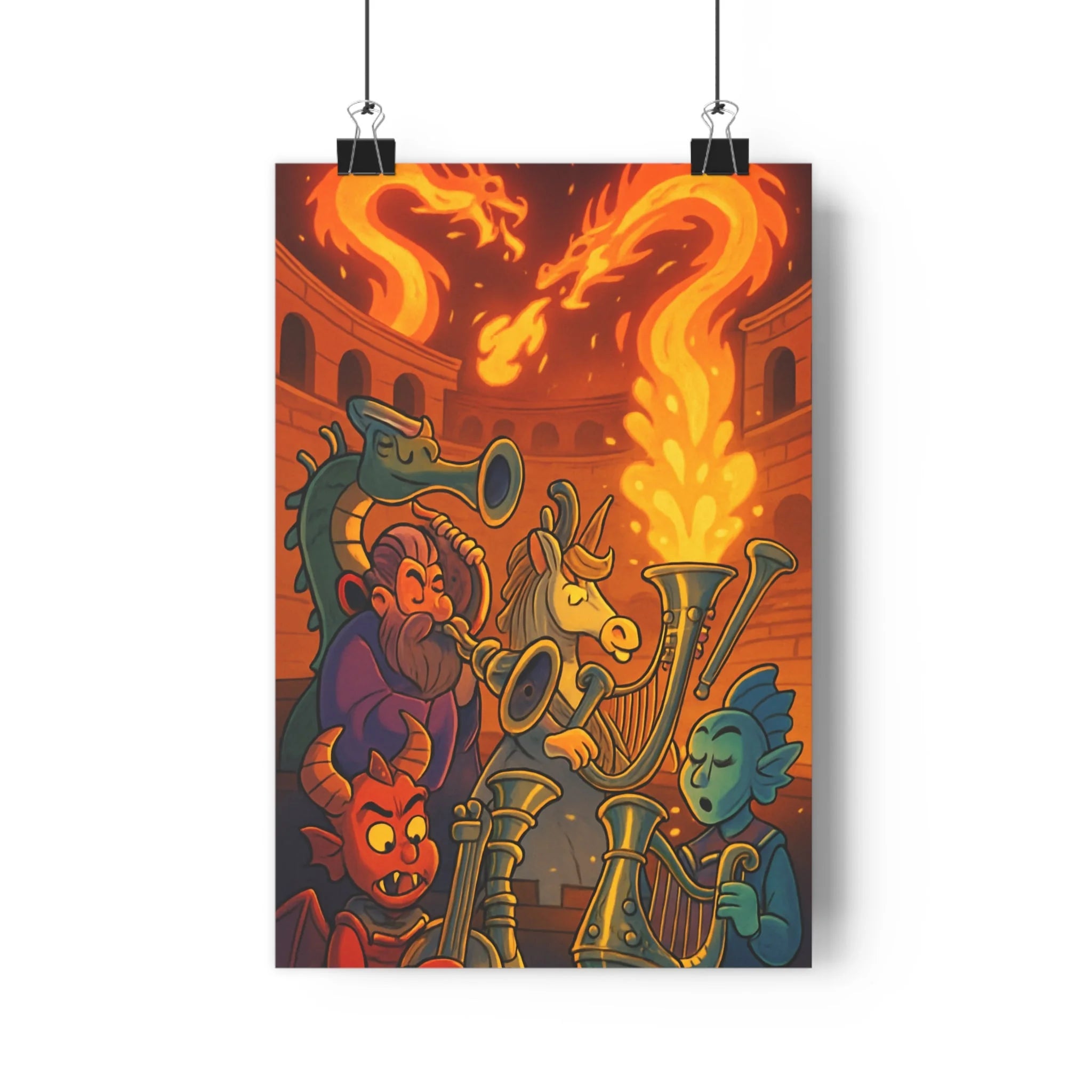 Poster décoratif fantastique coloré rouge doré ambiance magique créatif salon chambre 30x46 vibrant unique