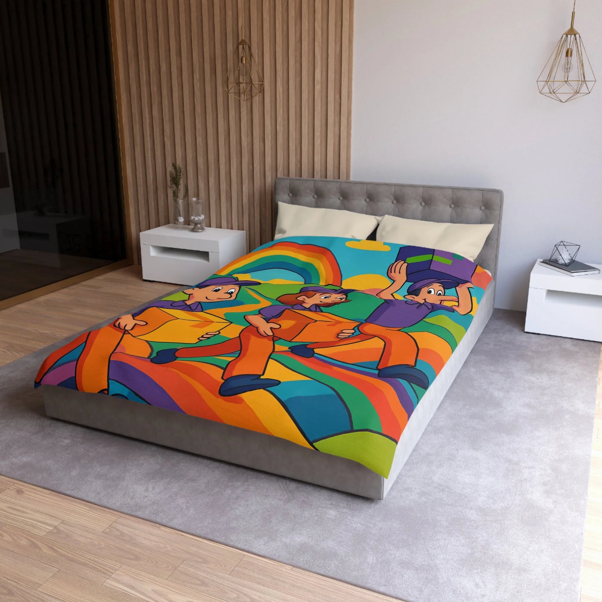 Housse de Couette Microfibre Design Artistique Moderne Décoration Chambre Confort Premium