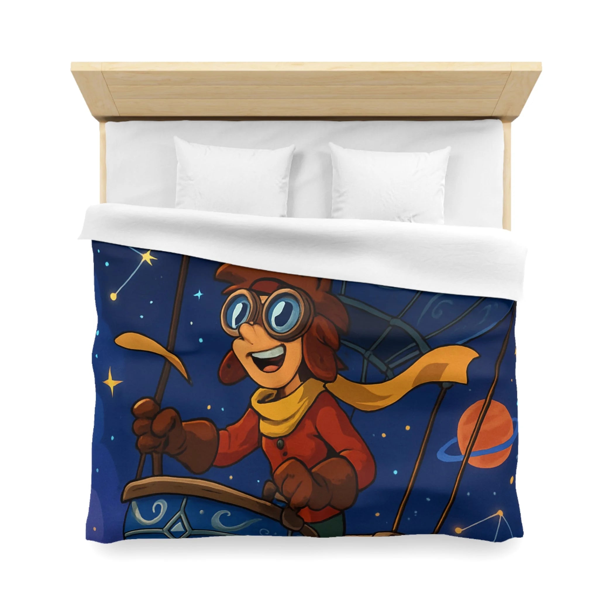 Housse de couette rêve étoilé avec montgolfière magique pour chambre d'enfant