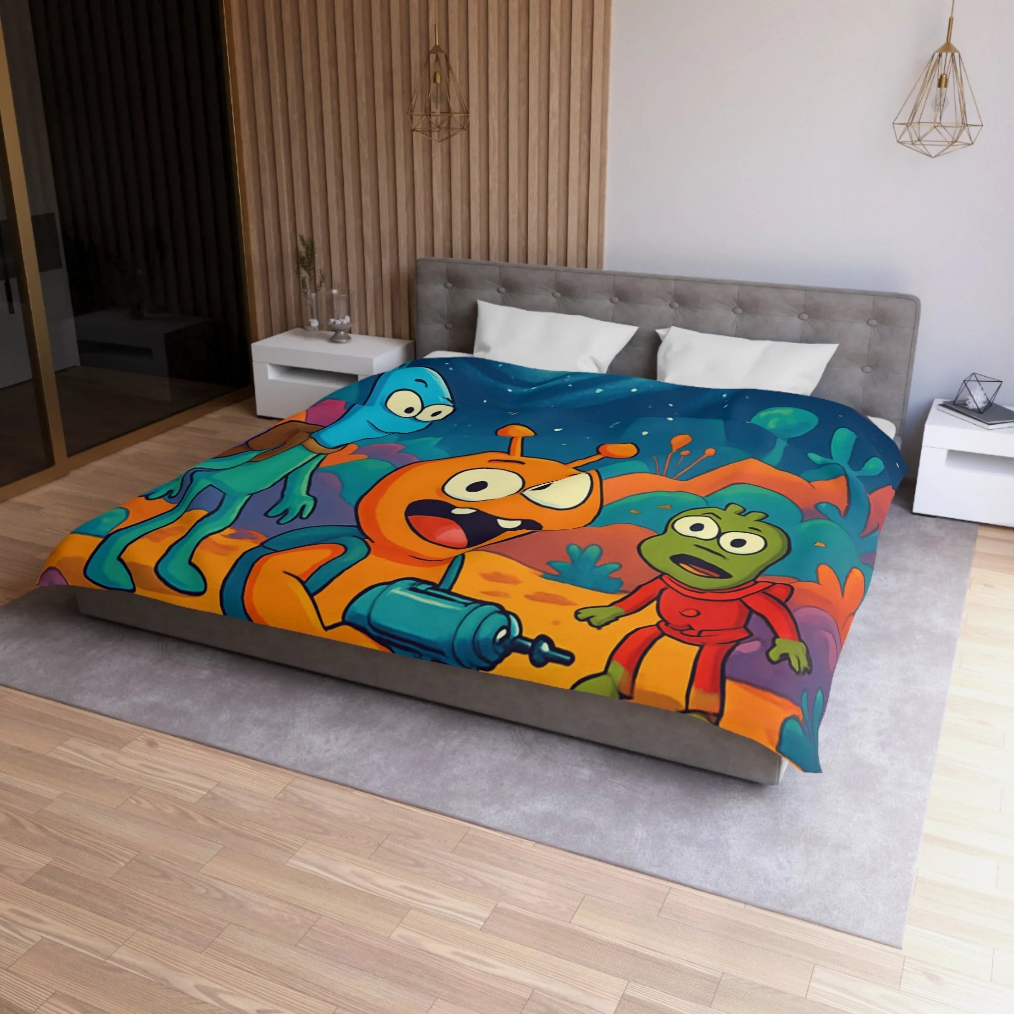 Housse de Couette Microfibre Design Artistique Moderne Décoration Chambre Confort Premium