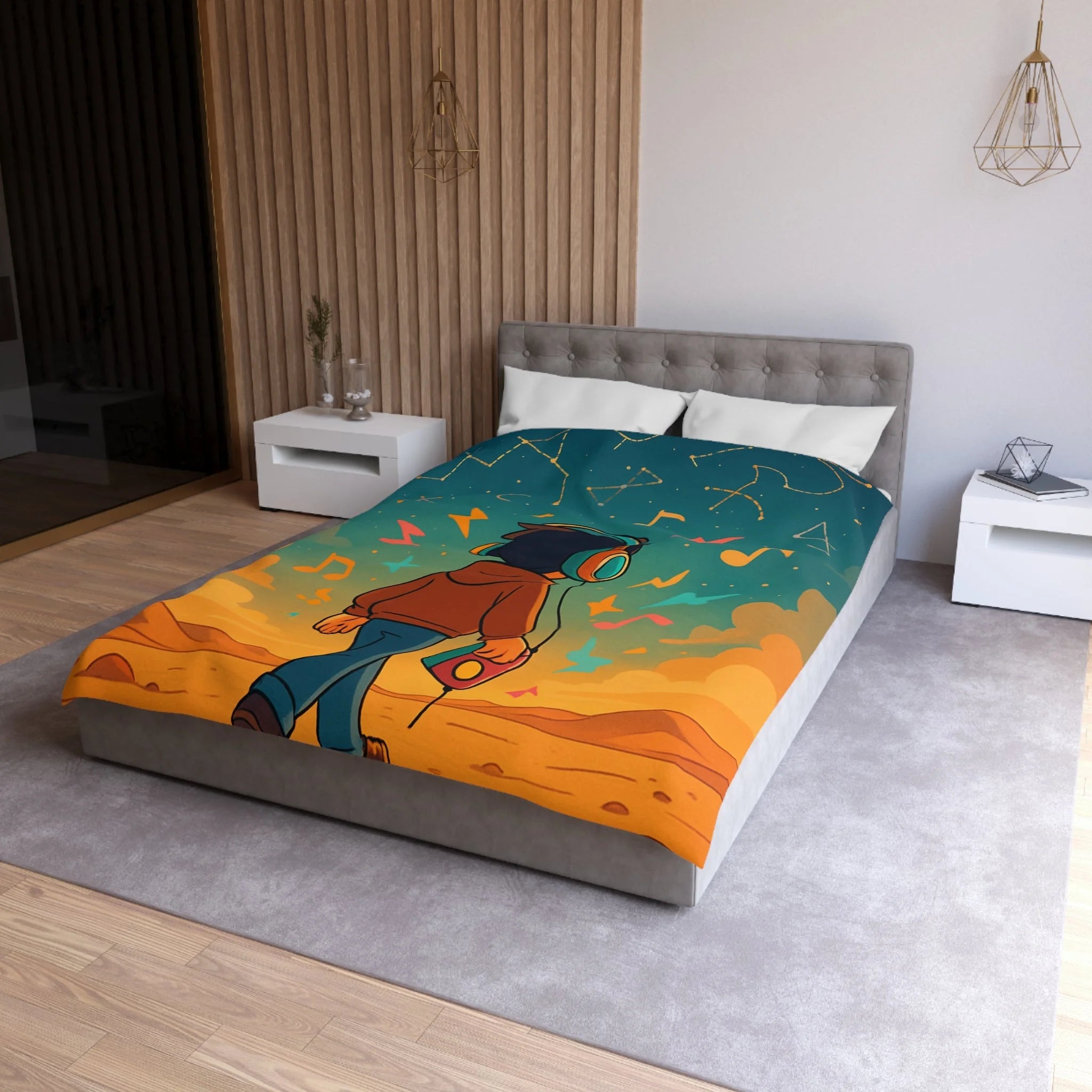 Housse de couette rêve étoilé pour jeunes musiciens et amateurs de constellations