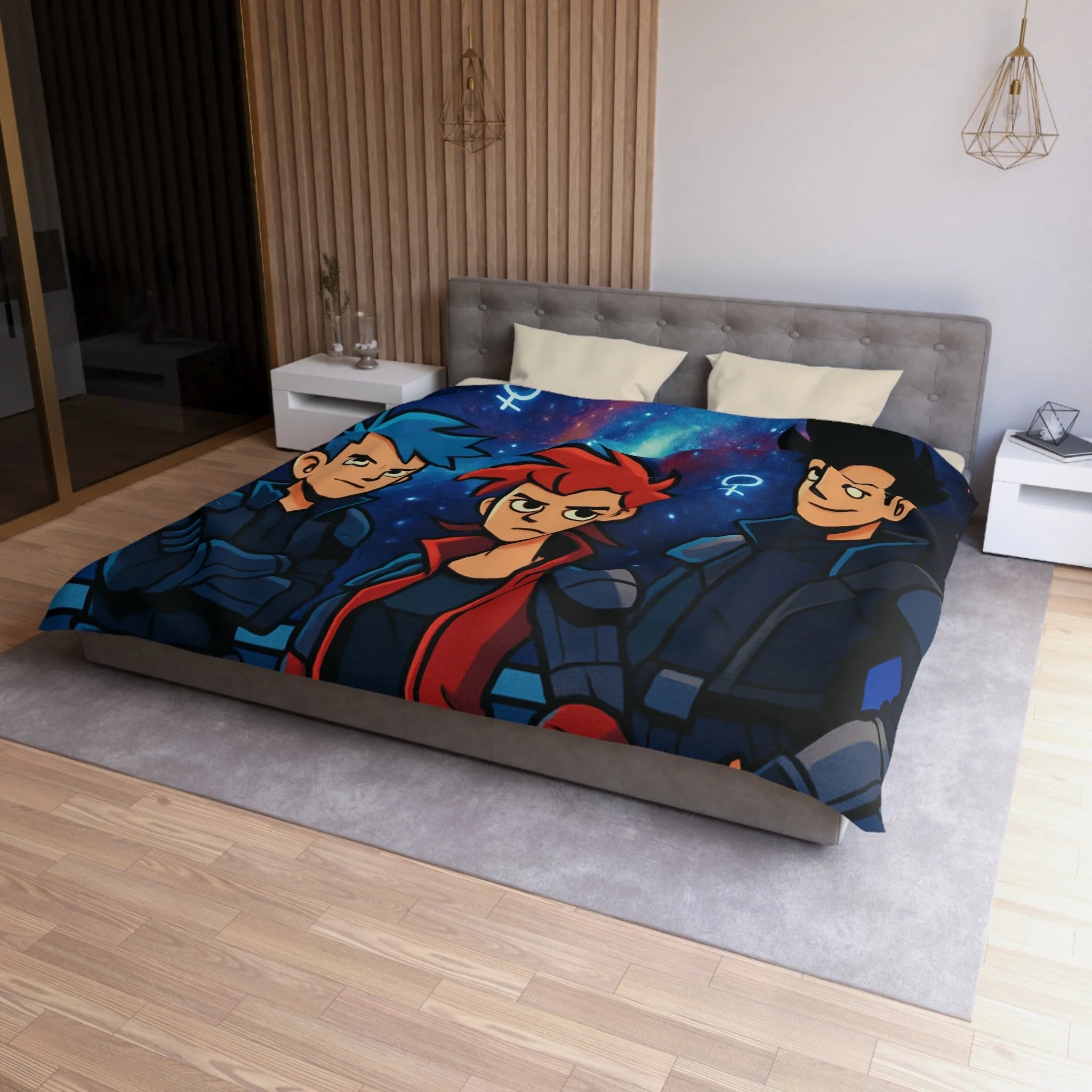 Housse de Couette Microfibre Illustration Unique Design Moderne Décoration Intérieure Raffinée