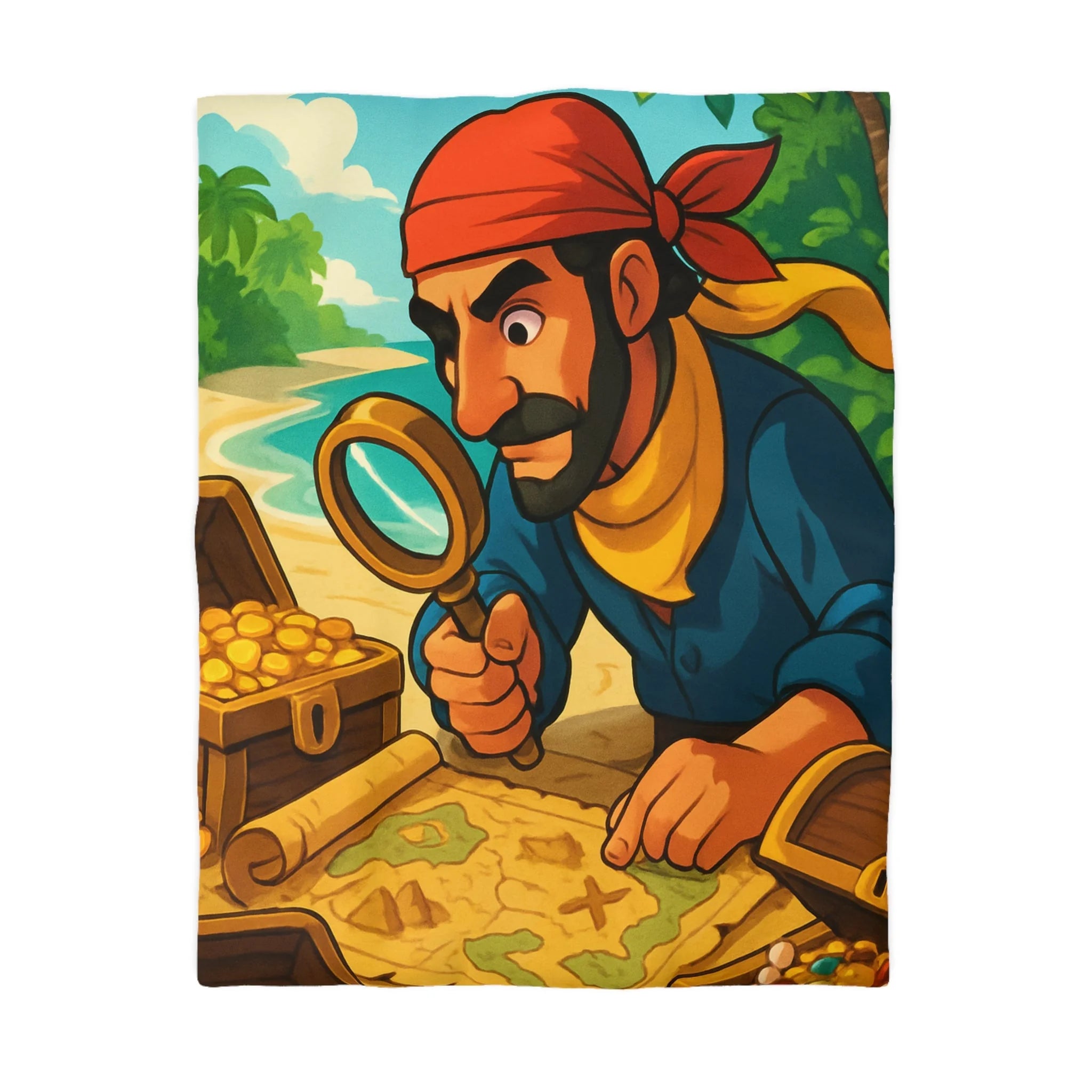 Housse de couette pirate au trésor tropical pour chambre d'enfant aventureuse